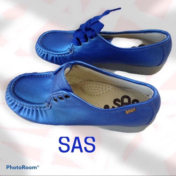 SAS Bounce Moc Toe Wedge Bluebird Leather - Picture 4 of 6